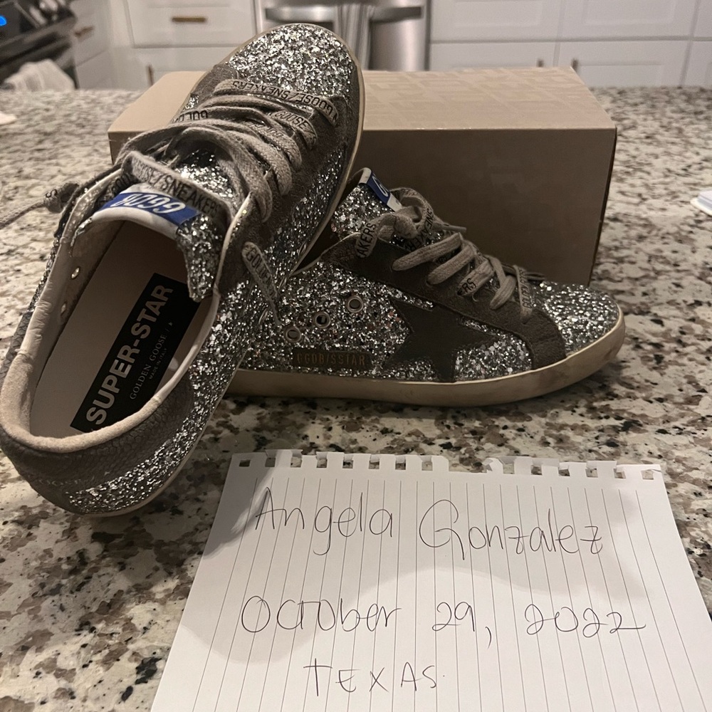 Golden goose glitter shoes with suede